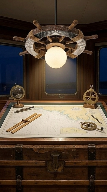 Nautical Ship Wheel Pendant Light