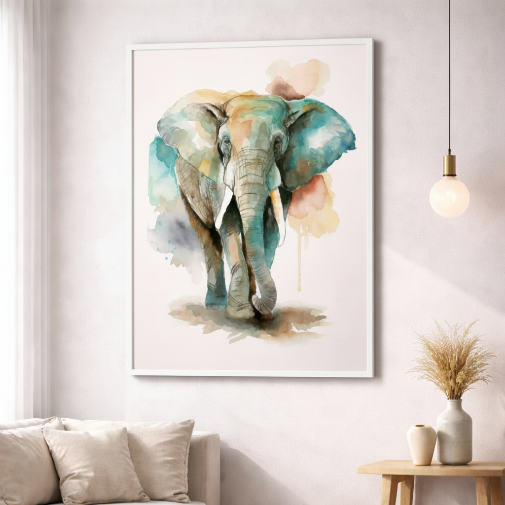 Watercolor Elephant Portrait Canvas