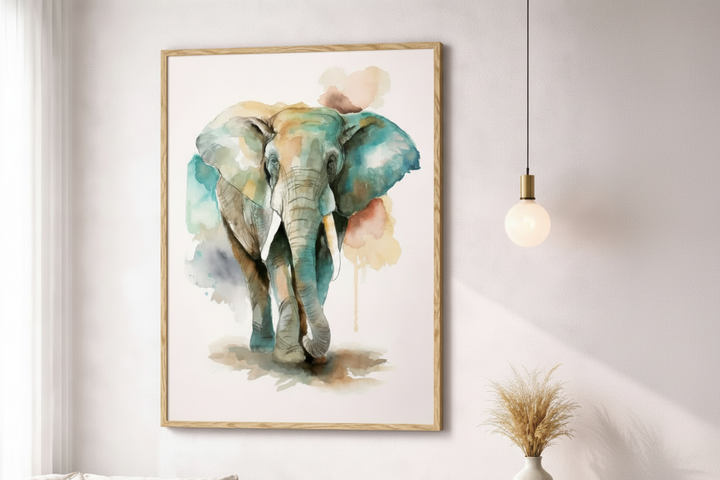 Watercolor Elephant Portrait Canvas