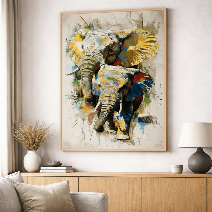 Colorful Elephant Abstract Canvas Art