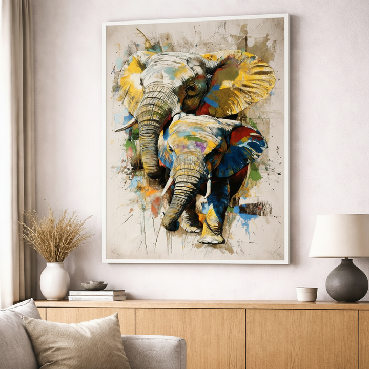 Colorful Elephant Abstract Canvas Art