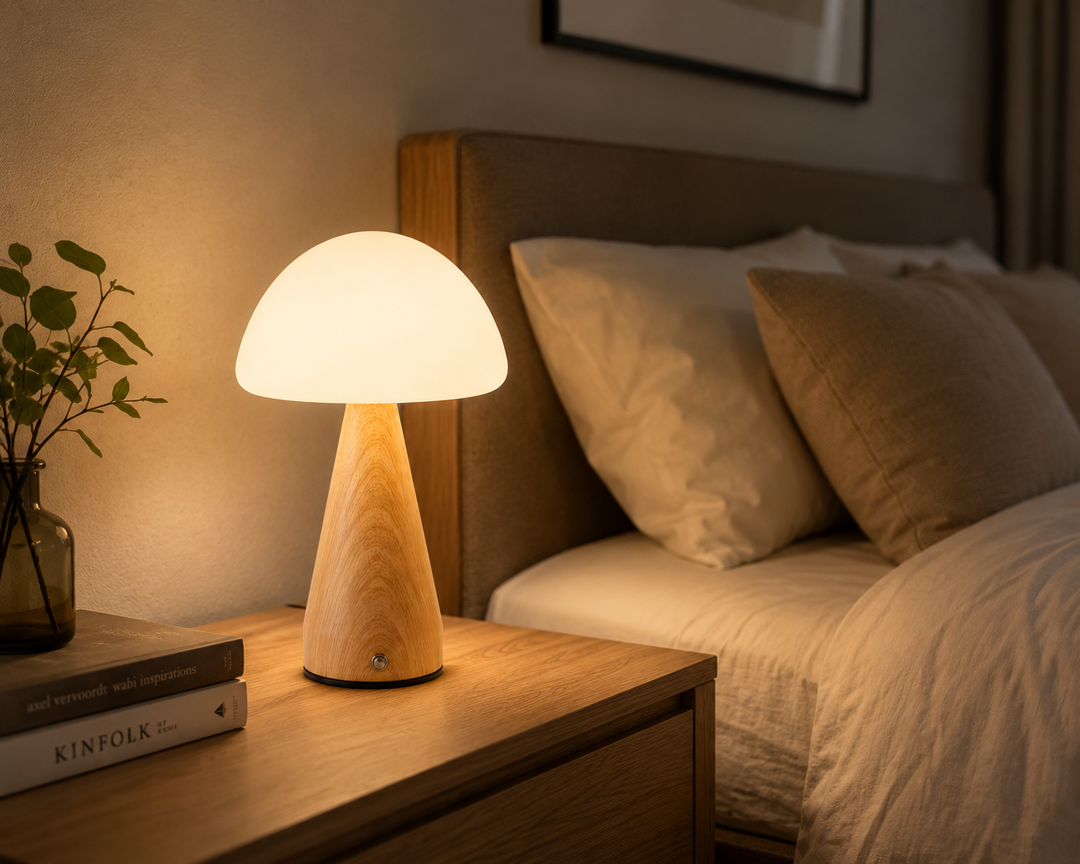 Wooden Color Rechargeable Table Lamp with acrylic head