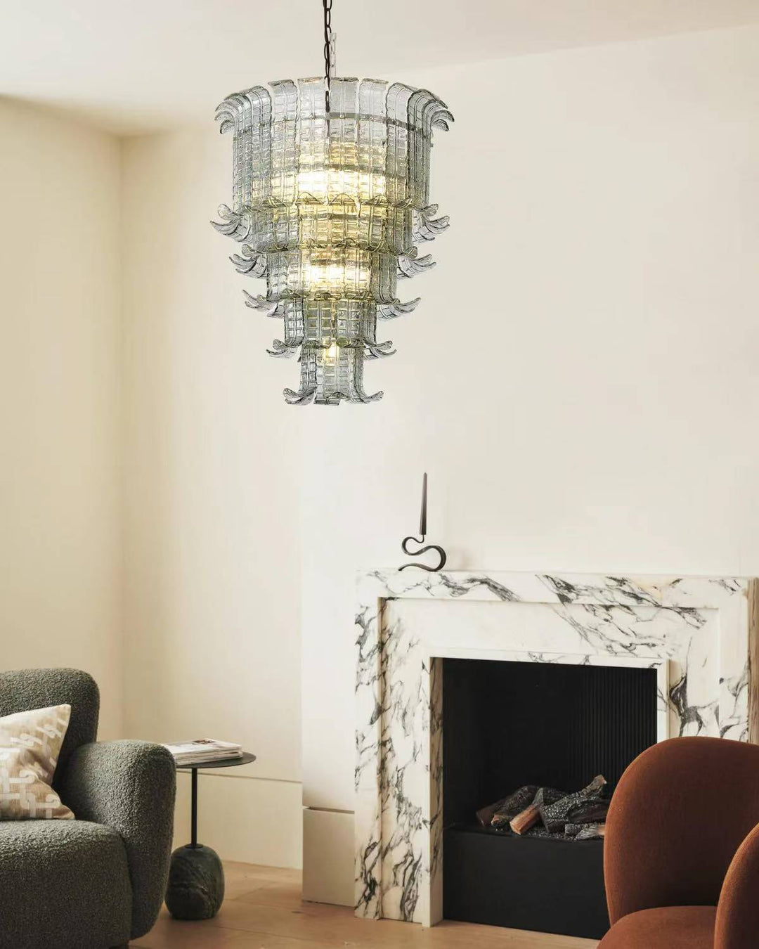 Modern Glass Chandelier with Multi-Layer Design