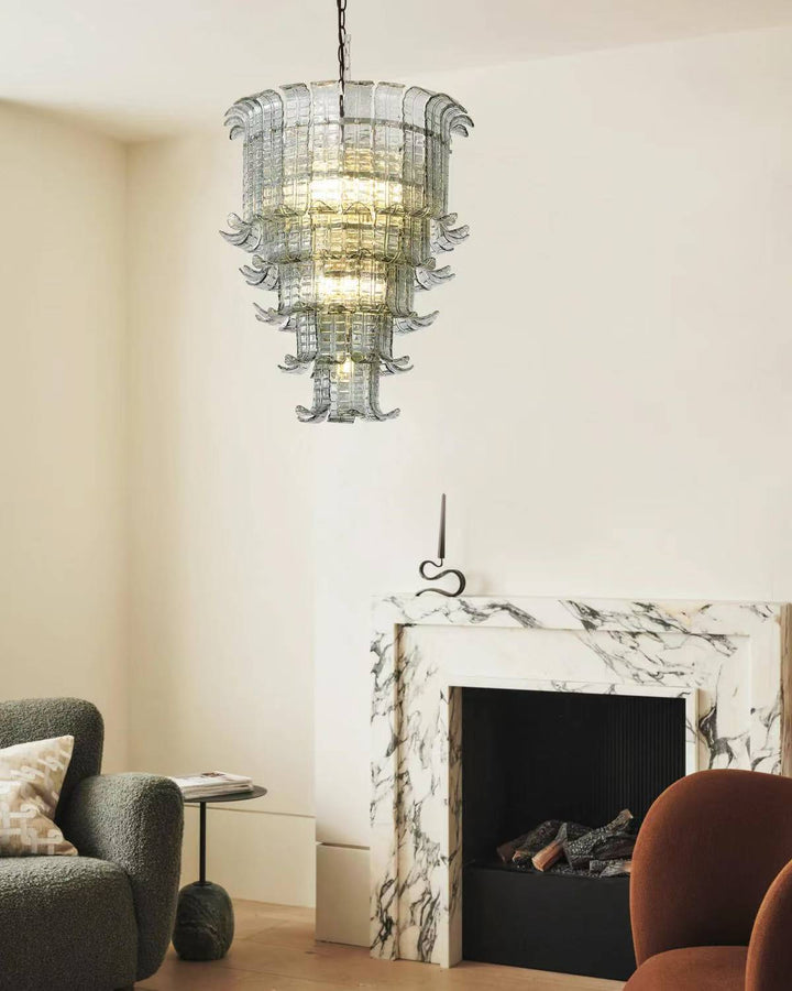Modern Glass Chandelier with Multi-Layer Design