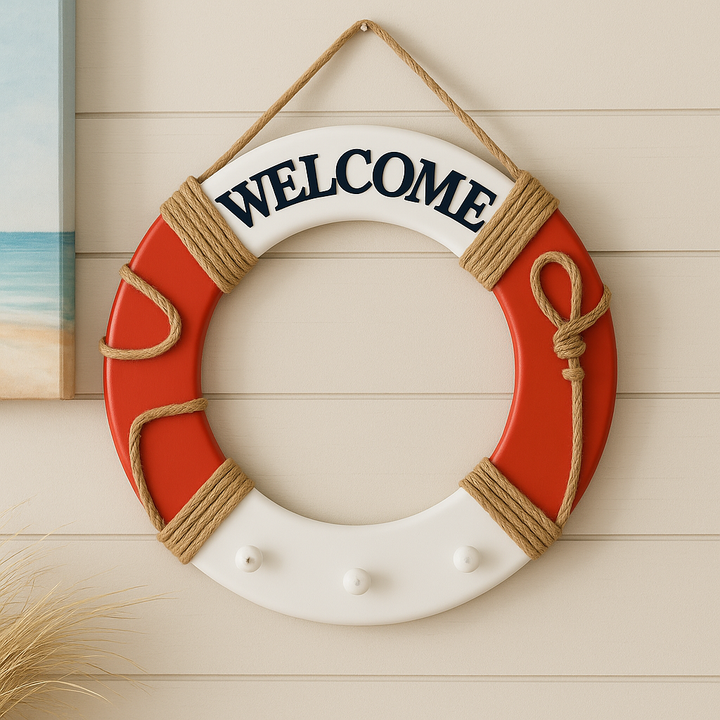 Nautical Welcome Lifebuoy Wall Decor