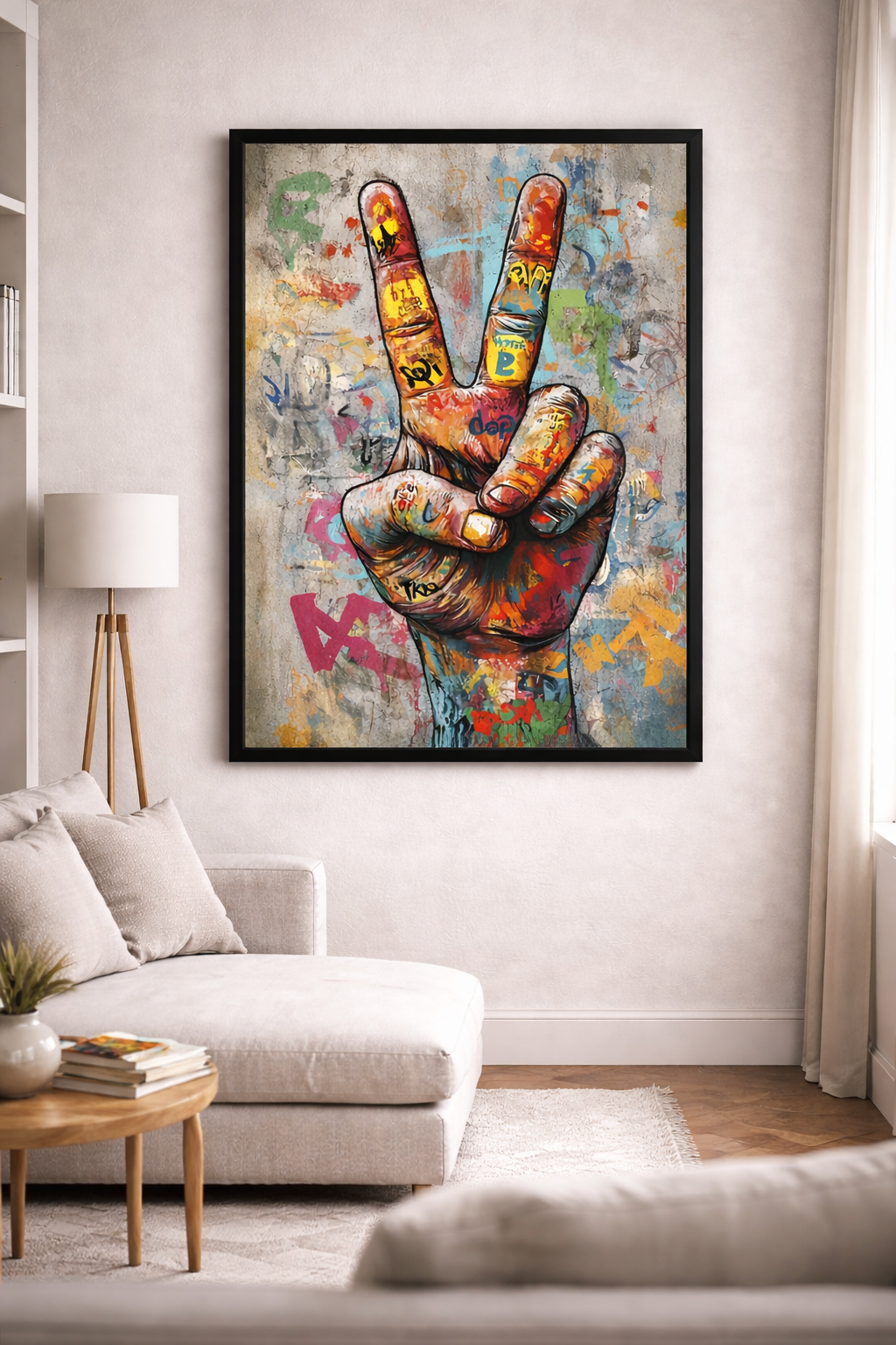 Colorful Peace Sign Hand Canvas
