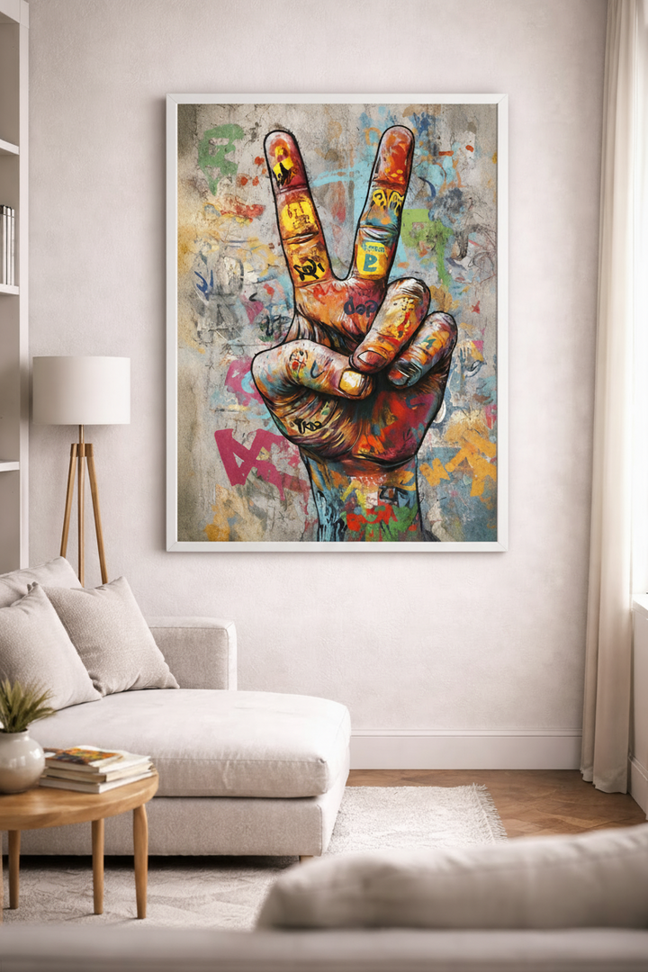 Colorful Peace Sign Hand Canvas