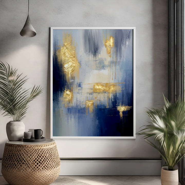Blue Gold Abstract Texture Wall Art