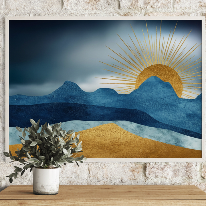 Golden Sun Over Blue Mountains Art