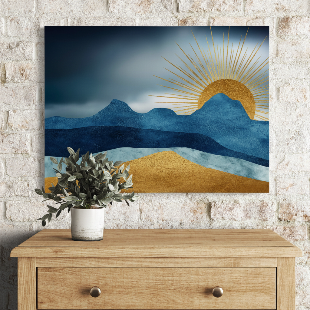 Golden Sun Over Blue Mountains Art