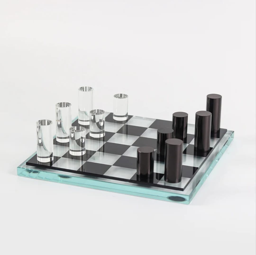 Modern Glass Cylinder Chess Set