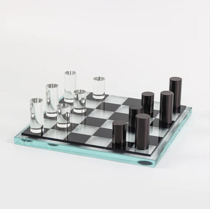 Modern Glass Cylinder Chess Set