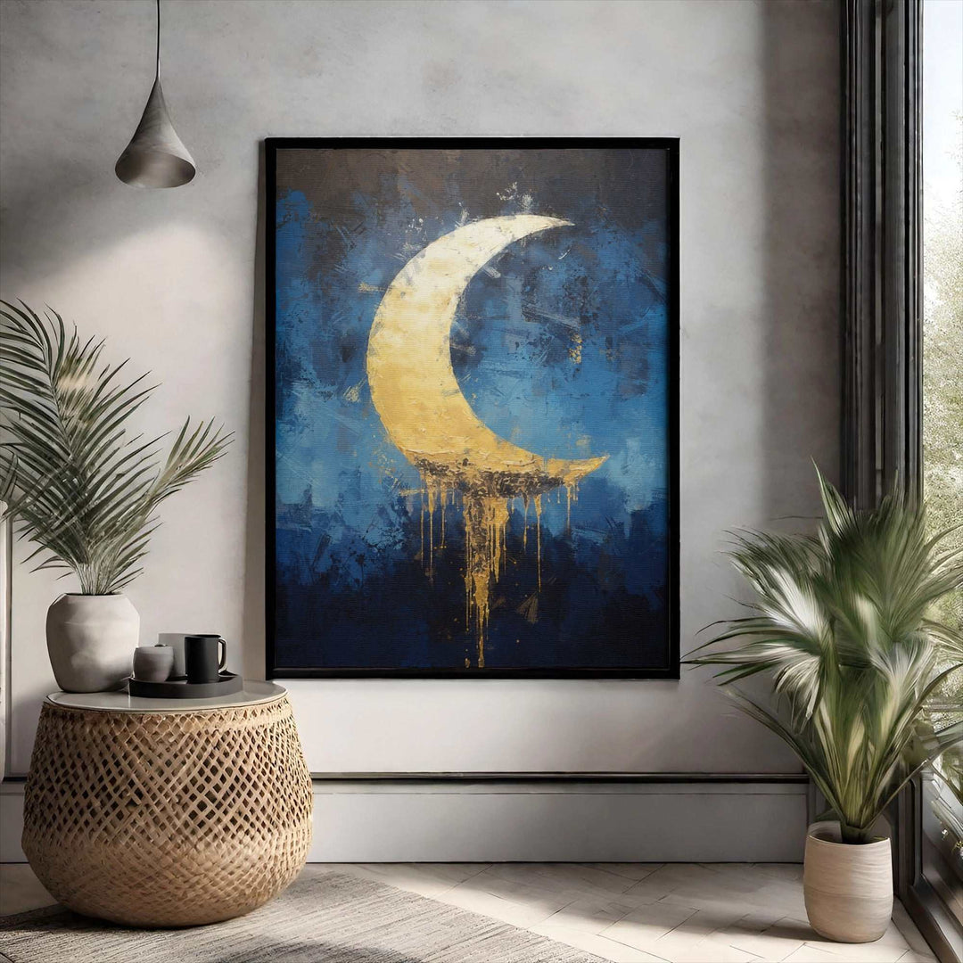 Golden Crescent Abstract Wall Art
