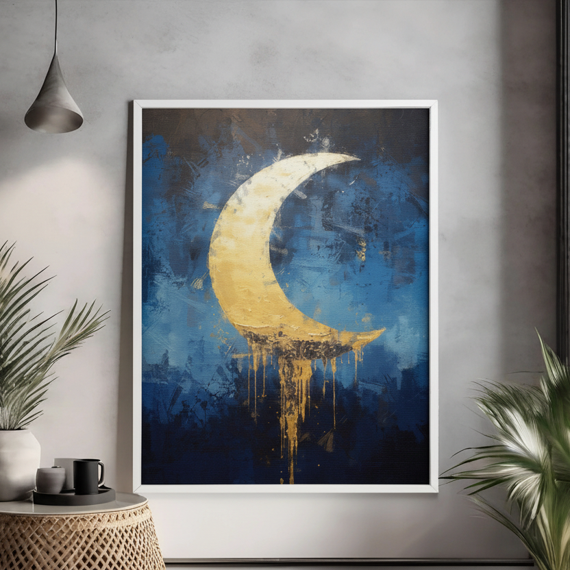 Golden Crescent Abstract Wall Art