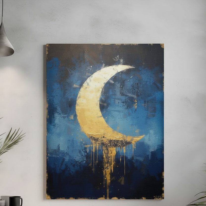 Golden Crescent Abstract Wall Art