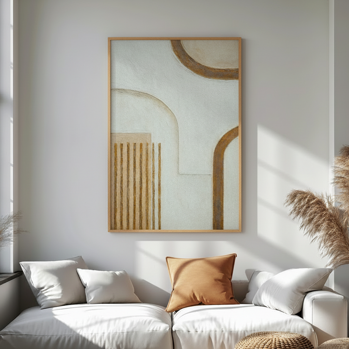 Neutral abstract arches with gold accents minimalist wall art