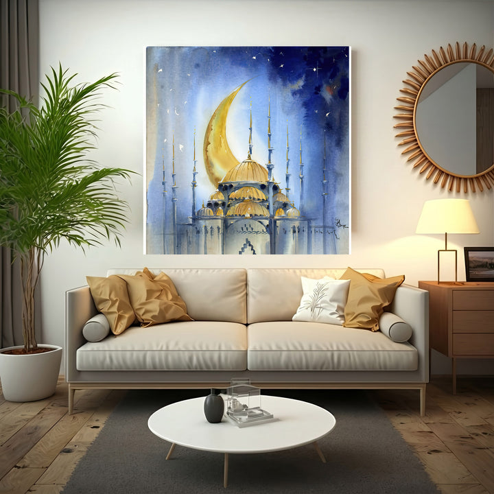 Mosque Under The Crescent Moon Wall Art