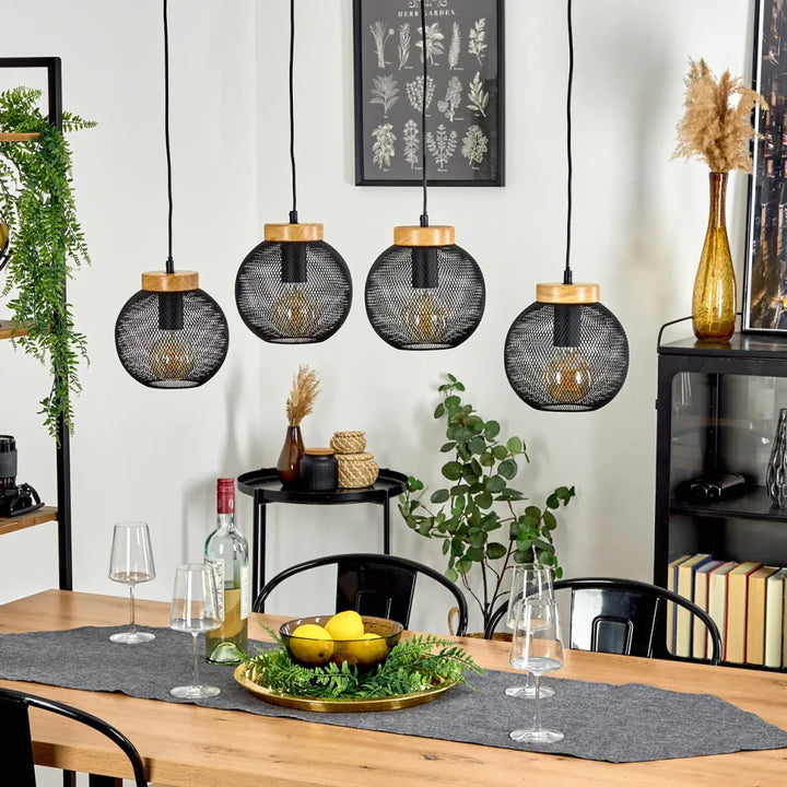 Industrial Mesh Globe Pendant Light - Set of 4