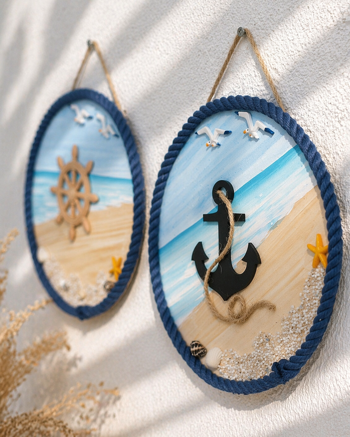 Anchor & Wheel Wall Art Set of 2