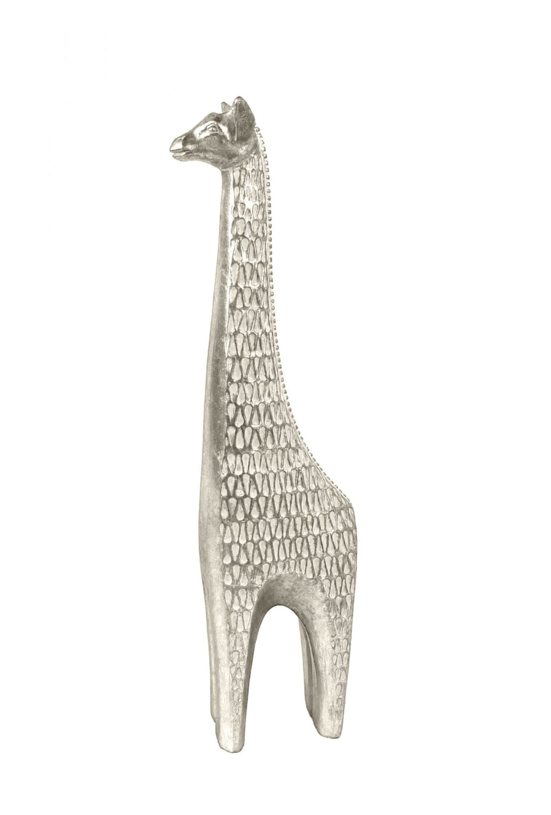 Silver Metal Giraffe Sculpture