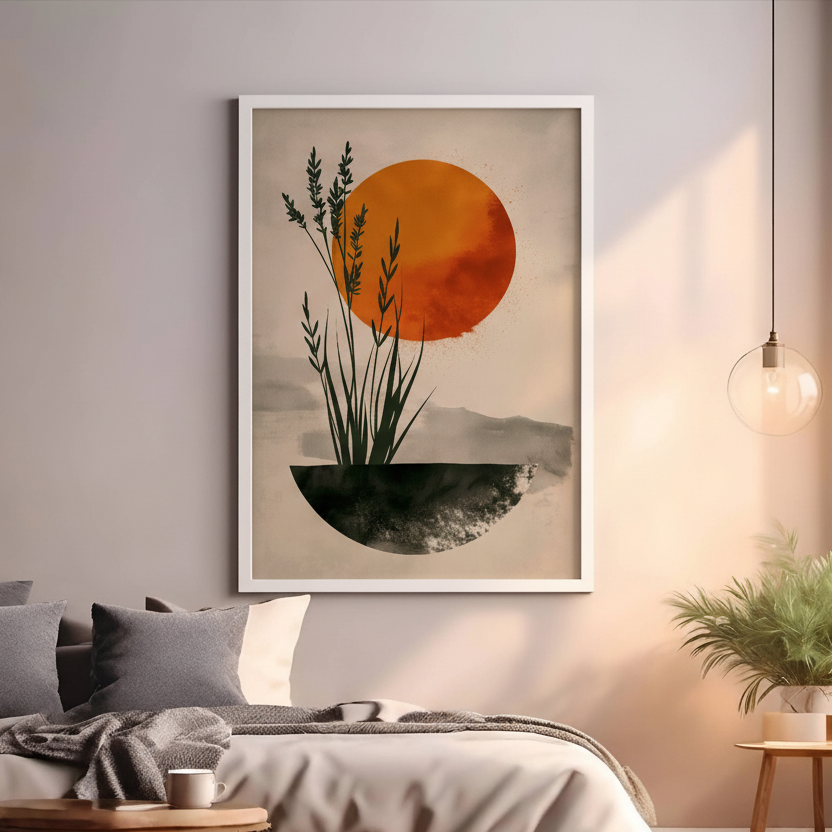 Minimalist Sunset Botanical Art