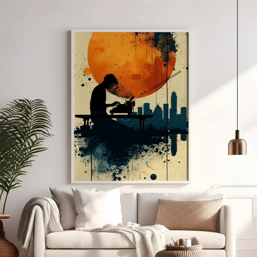 Creative Writer City Silhouette Art
