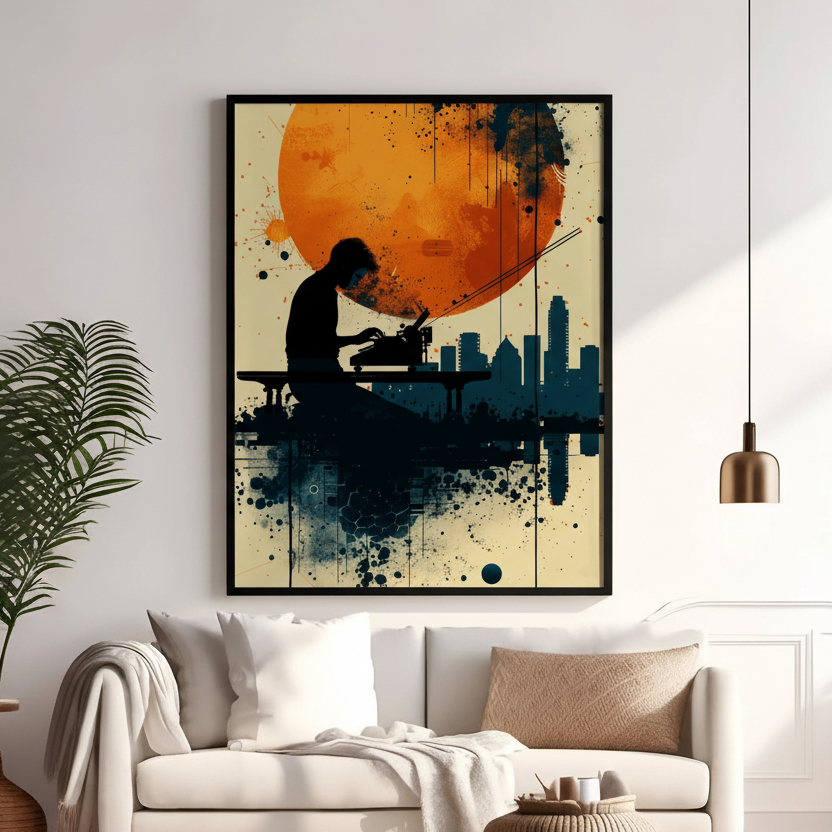 Creative Writer City Silhouette Art