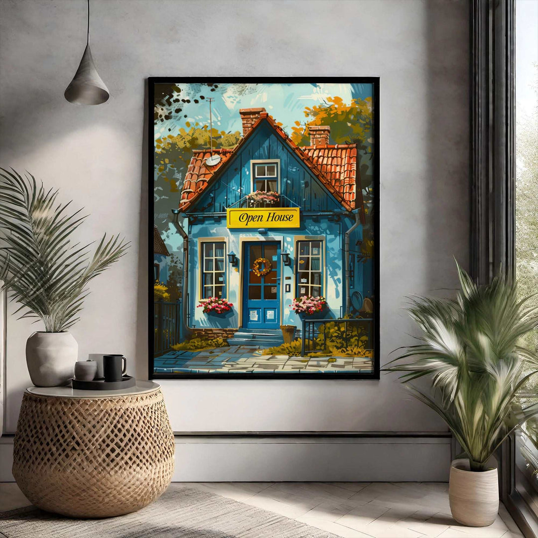 Charming Blue Cottage Open House Art