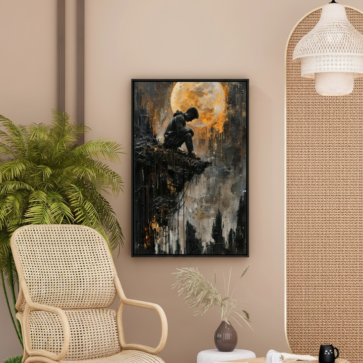 Moody Lone Figure Moonlight Art