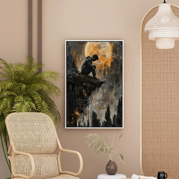 Moody Lone Figure Moonlight Art