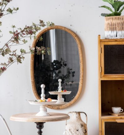 Oval Rattan Wall Mirror