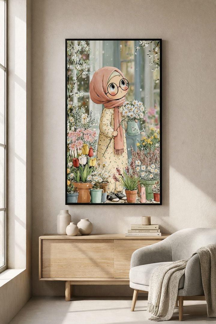 Flower Garden Girl Canvas Art