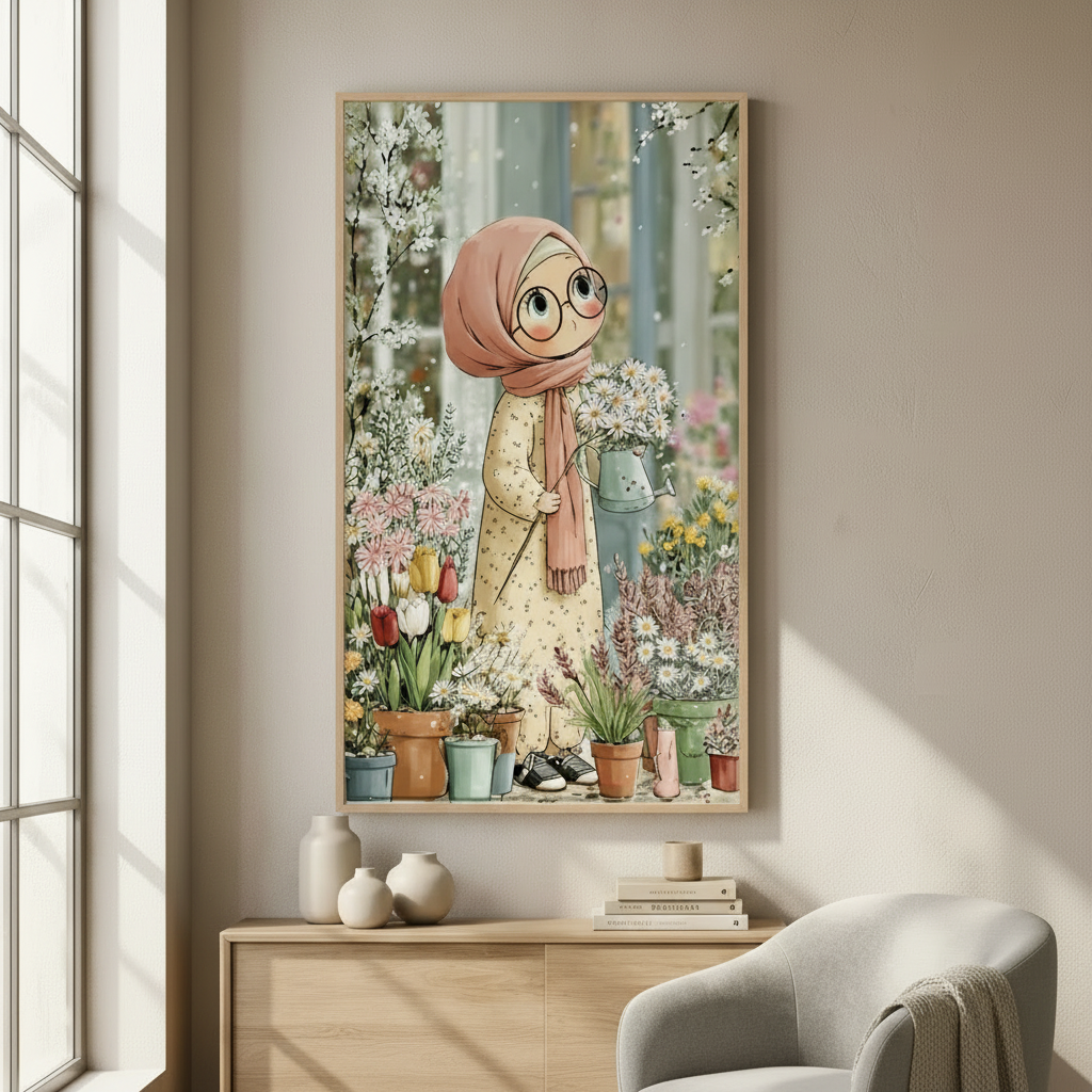 Flower Garden Girl Canvas Art