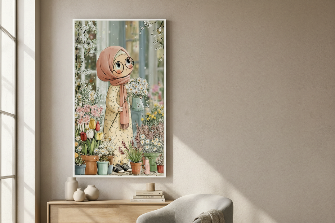 Flower Garden Girl Canvas Art