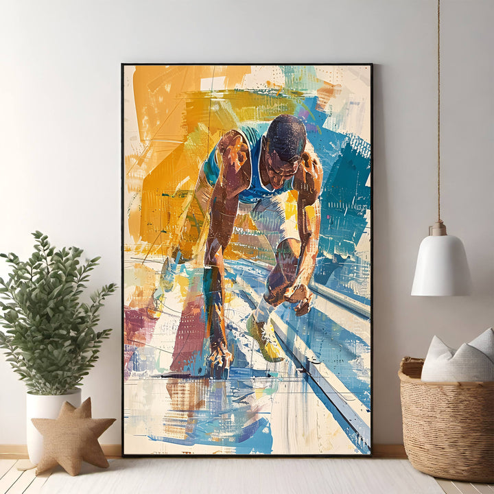 Runner At The Starting Line Abstract Art