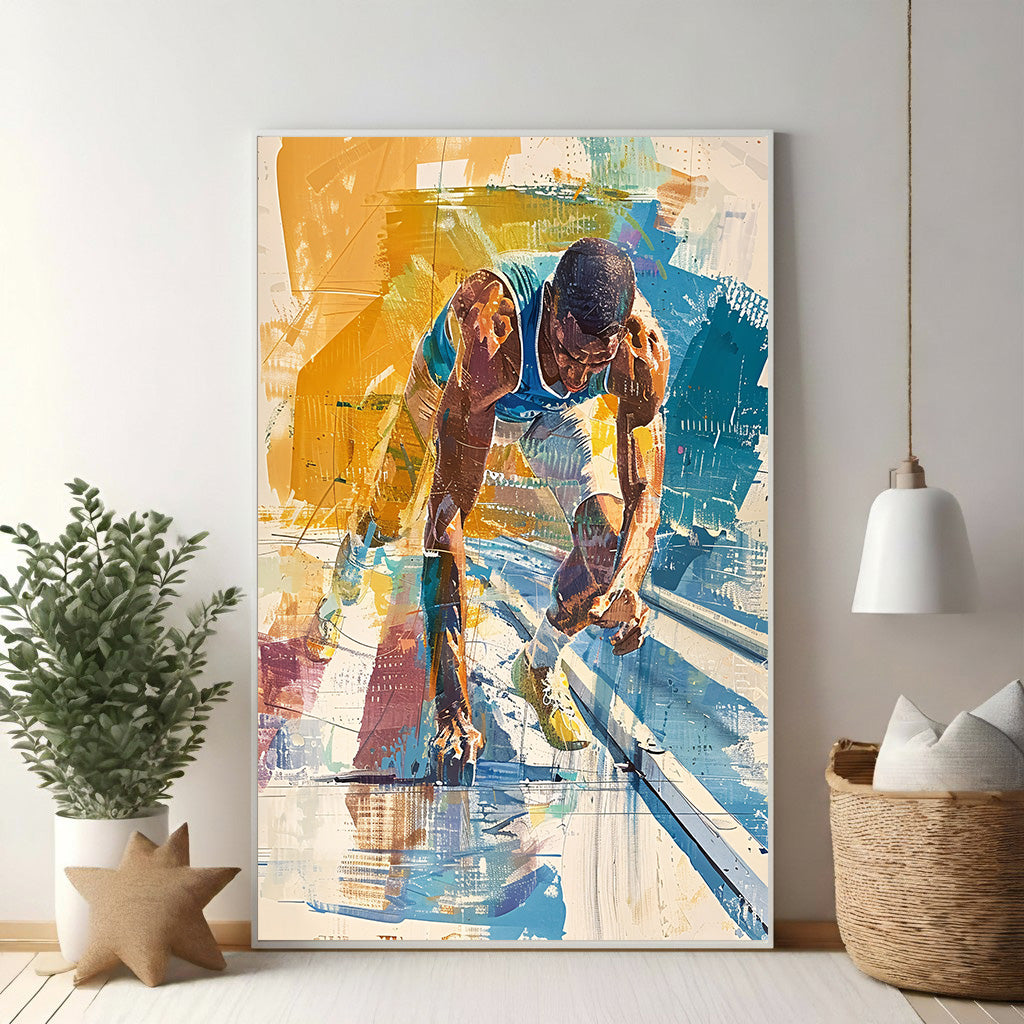 Runner At The Starting Line Abstract Art