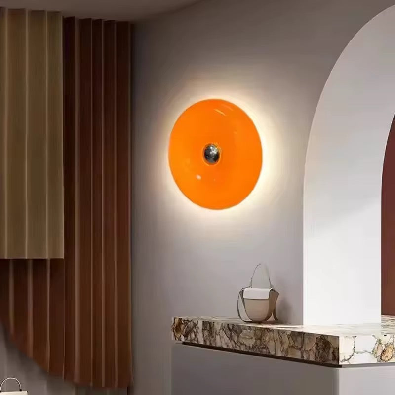 Orange Pink & white Sculptural Round Wall or table Light