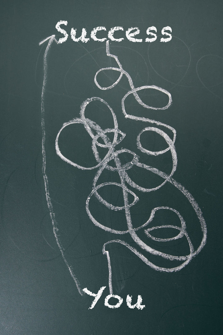 Wadi Home abstract art print titled 'The Path To Success' with chalk-style lines on dark background.
