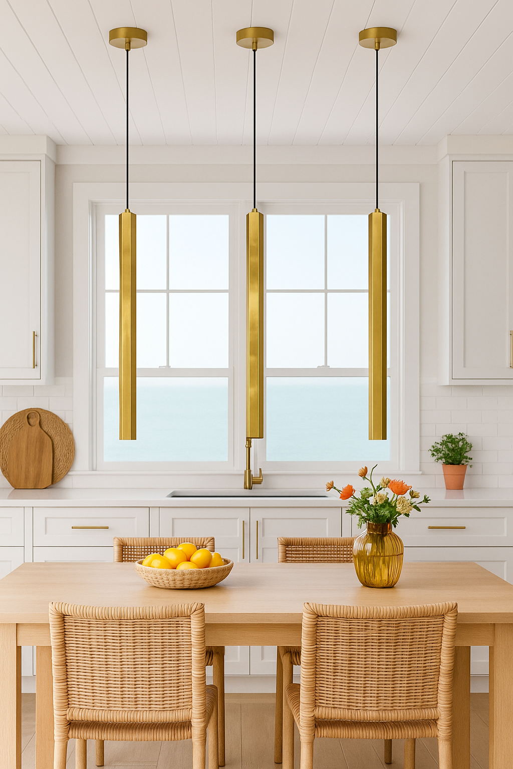 Modern Gold Vertical Bar Pendant Light
