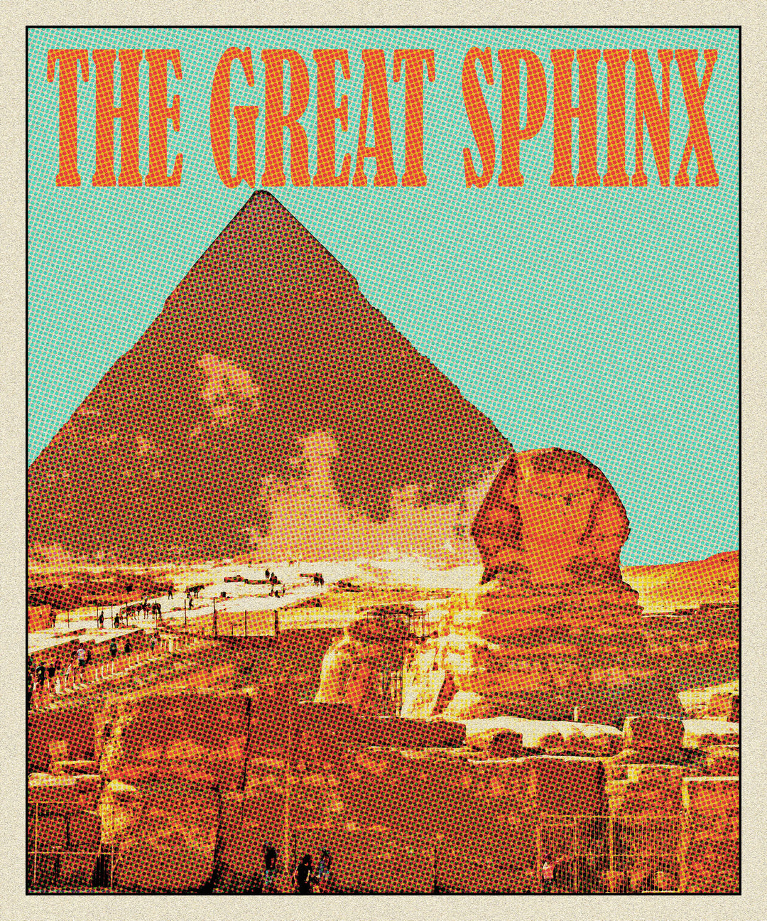Wadi Home vintage Egyptian Sphinx and Pyramid poster with retro design and warm earthy tones.