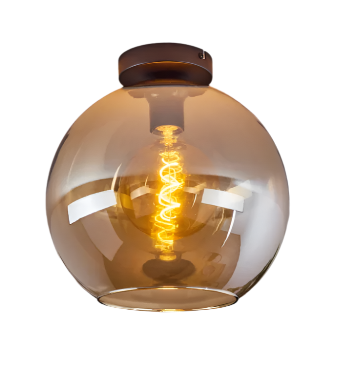 Modern Amber Glass Globe Ceiling Light