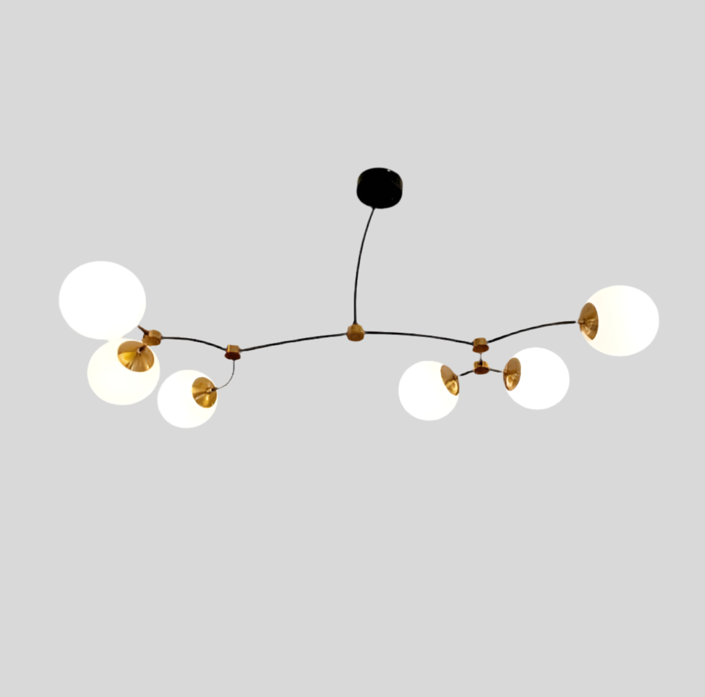 Modern Branch-Style Chandelier with Globe Shades