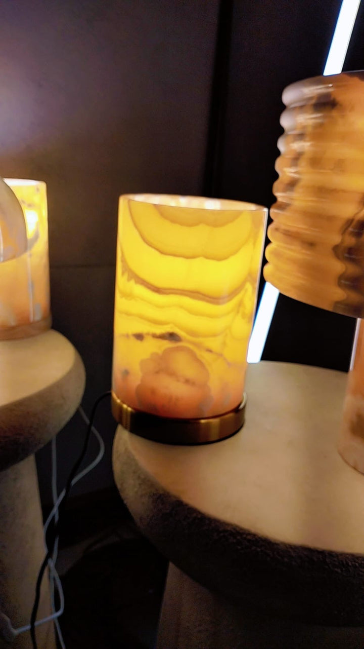 Amber Glow Alabaster Marble Table Lamp