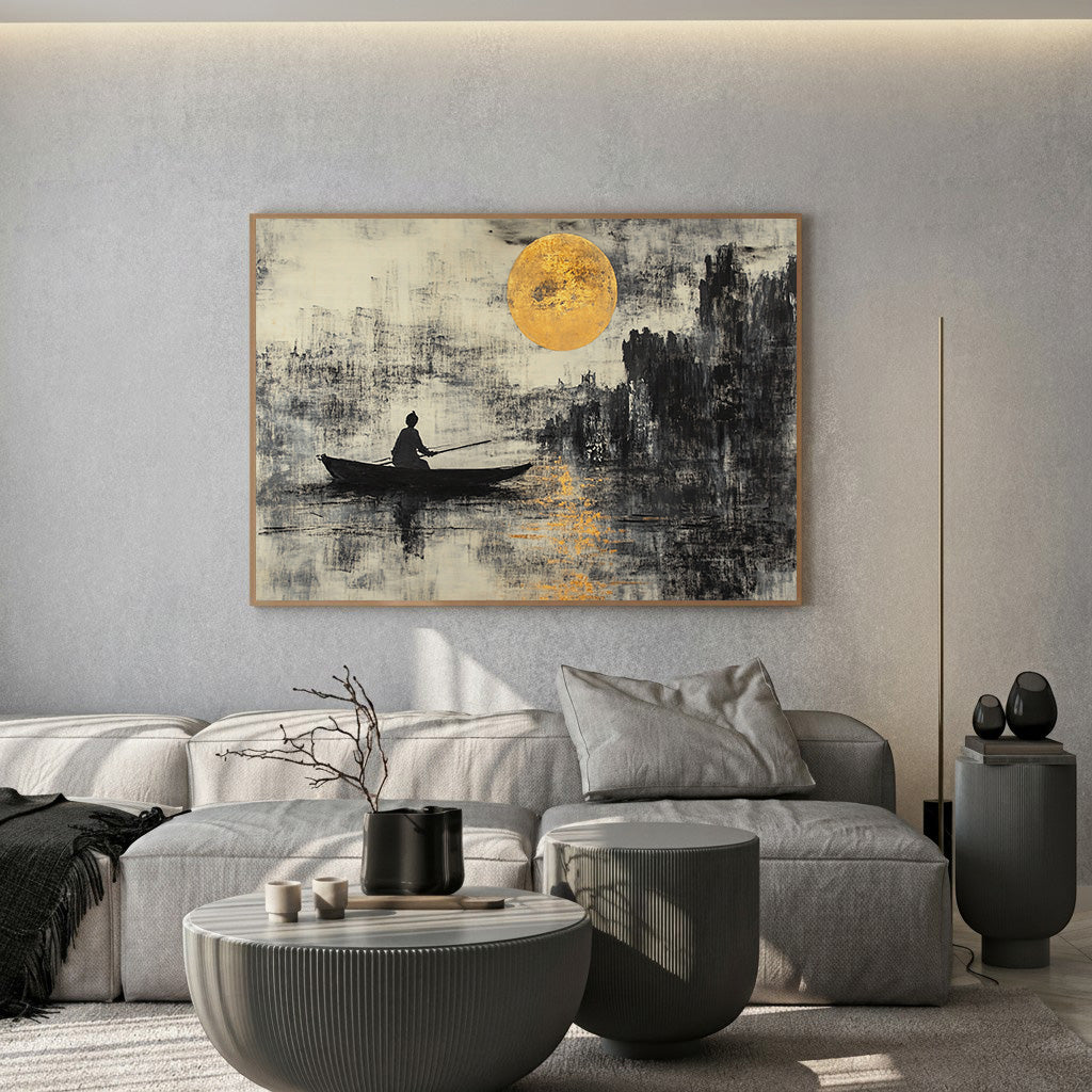 Calm leaf framed canvas wall art for stylish home decor