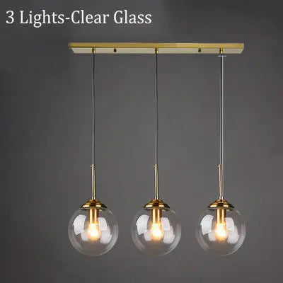 Modern 5-Light Globe Pendant Light with Smoked Glass and Brass Finish