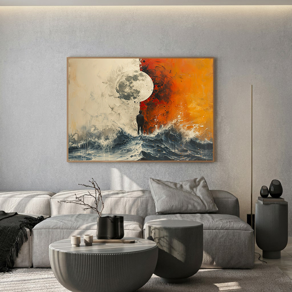 Soft nature framed canvas wall art for modern home decor