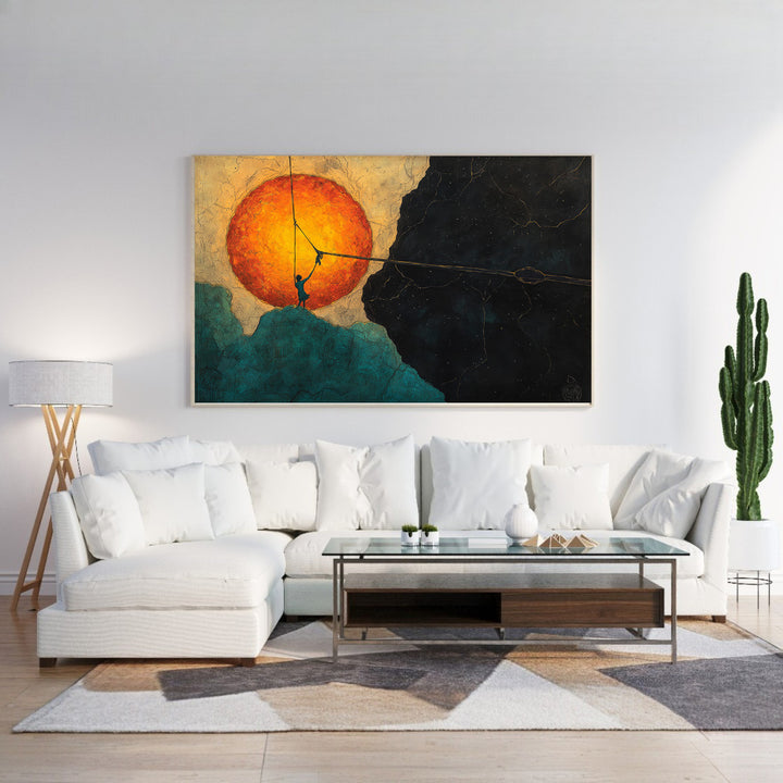 Natural leaf framed canvas wall art for modern home decor