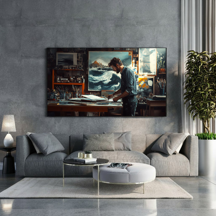 Minimal Leaf Framed Canvas Wall Art