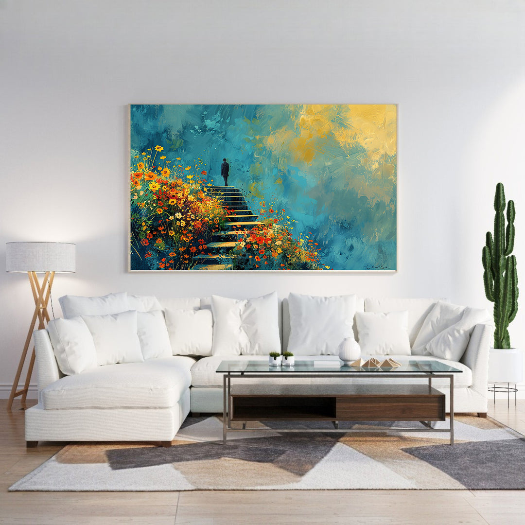 Serene botanical framed canvas wall art for modern home decor