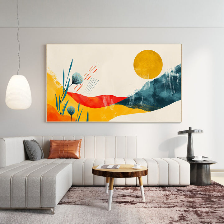 Modern leaf framed canvas wall art for living room decor